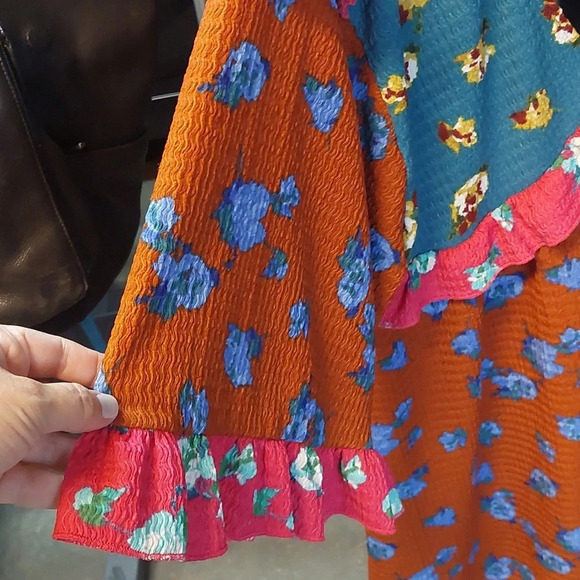 Anthropologie "Ruffled sleep Mini Dress" Floral Oversized S Ditsy Floral Beach - Picture 4 of 6